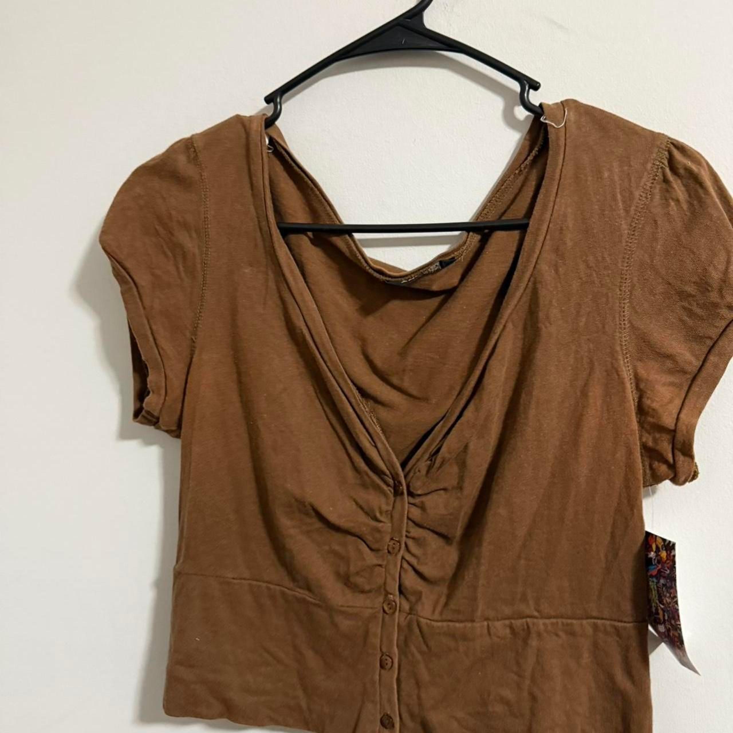 y2k Women's Brown and Tan Crop-top