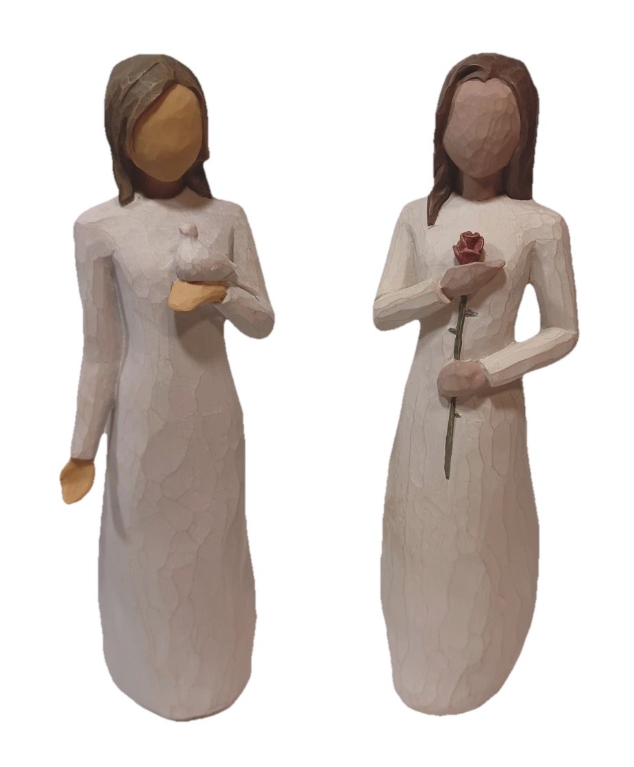 Willow Tree Figurine Lot - Dove ‘With Sympathy’ & Rose ‘Love’ - Susan Lo
