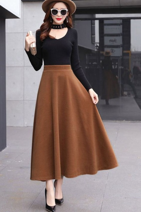 Girls and Toddlers Maxi Skirt. Earth Tone Ric Rack