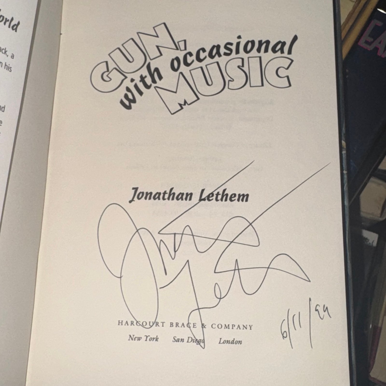 GUN WITH OCCASIONAL MUSIC SIGNED JKNATHAN LETHEM