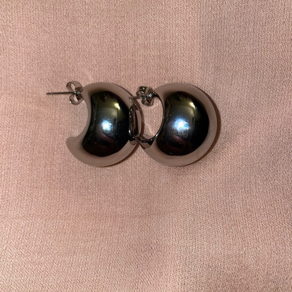 B. Collective Silver Half-Dome Chunky Crescent Stud-Hoop Earrings