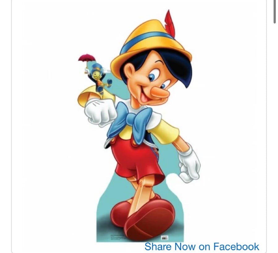 PINOCCHIO AND JIMINY CRICKET LIFE SIZED CARDBOARD CUTOUT FREE SHIP