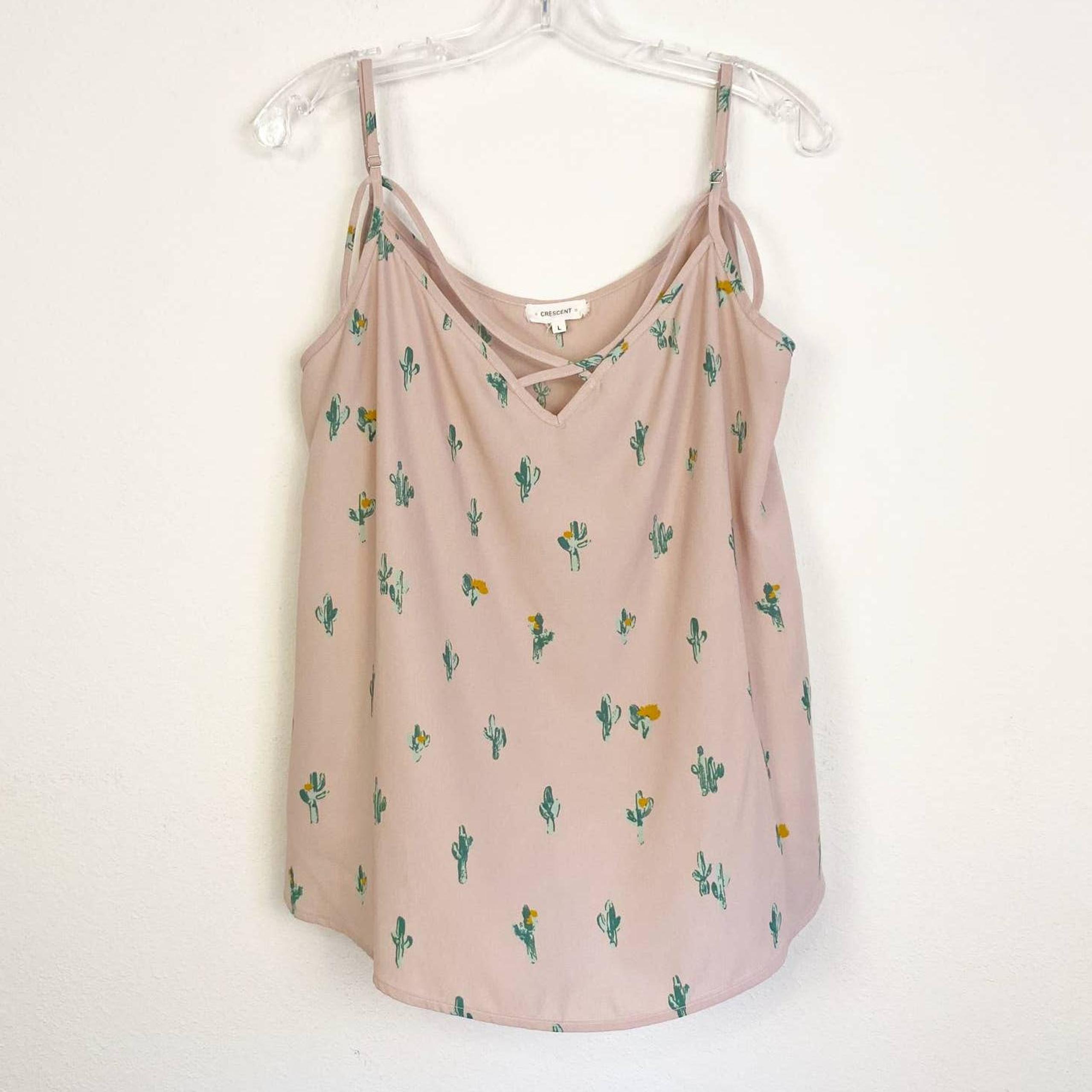Crescent Pink Cactus Tank Top Large
