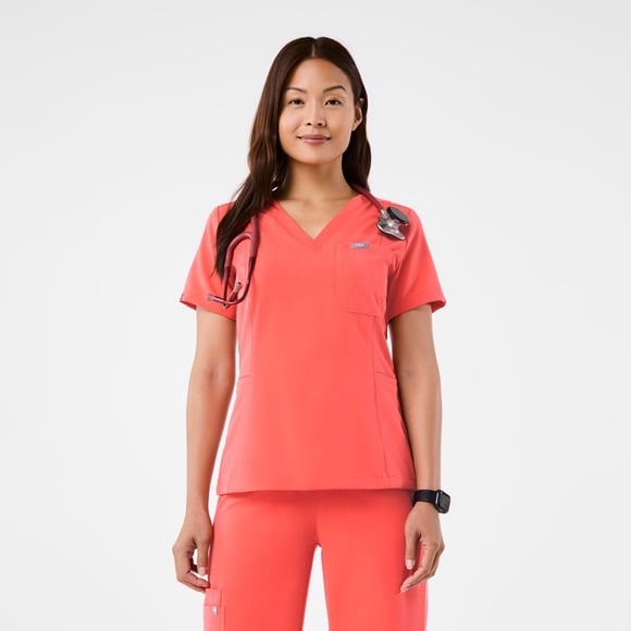 FIGS Women’s Tulsa Slim V-Neck Scrub Top NWT fireside medium