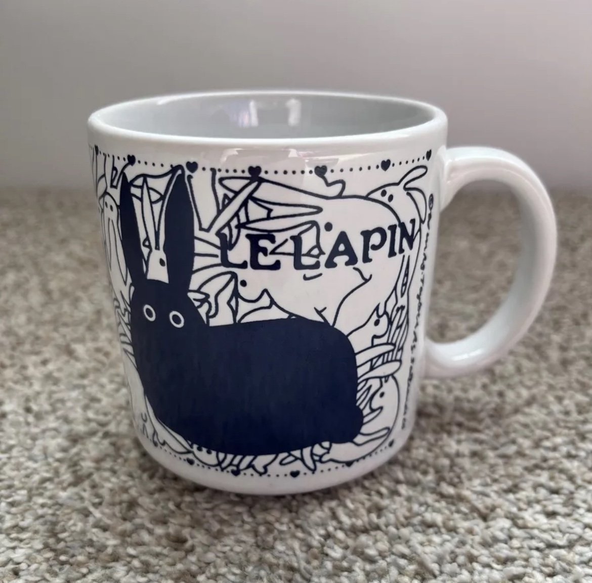 Vintage Taylor & NG Blue Le Lapin The Rabbit Mug Japan