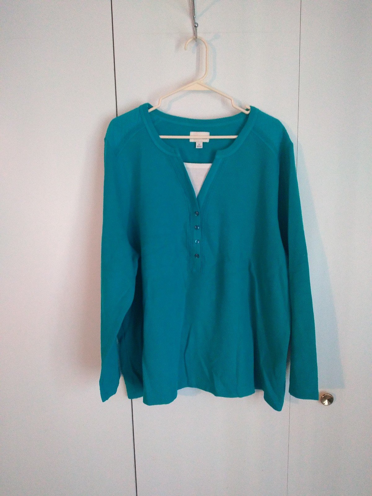 Lot of 2 women's Studio Works NWT long sleeve red & teal shirts size 3X
