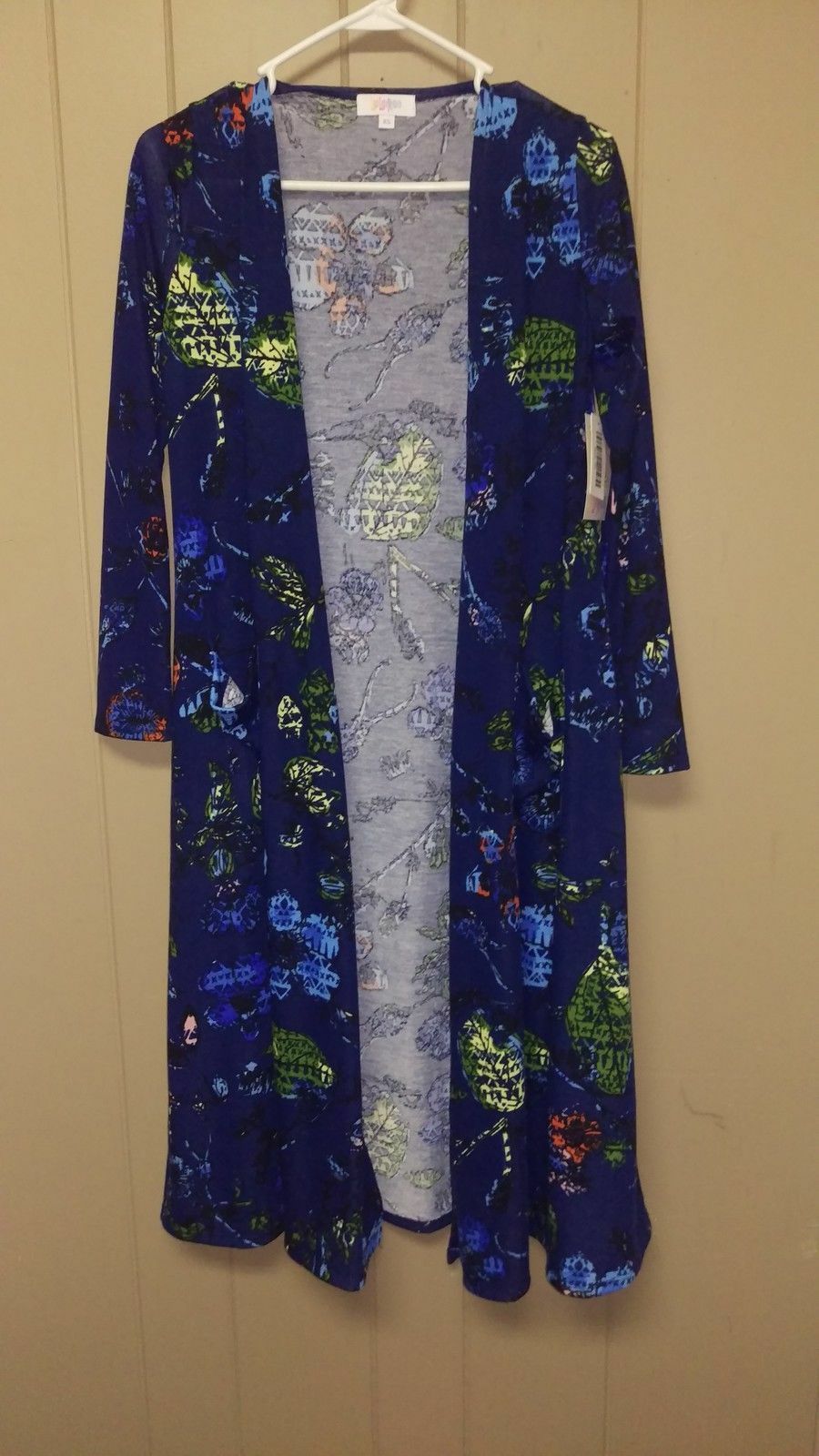 Navy patterned Lularoe Sarah duster XS