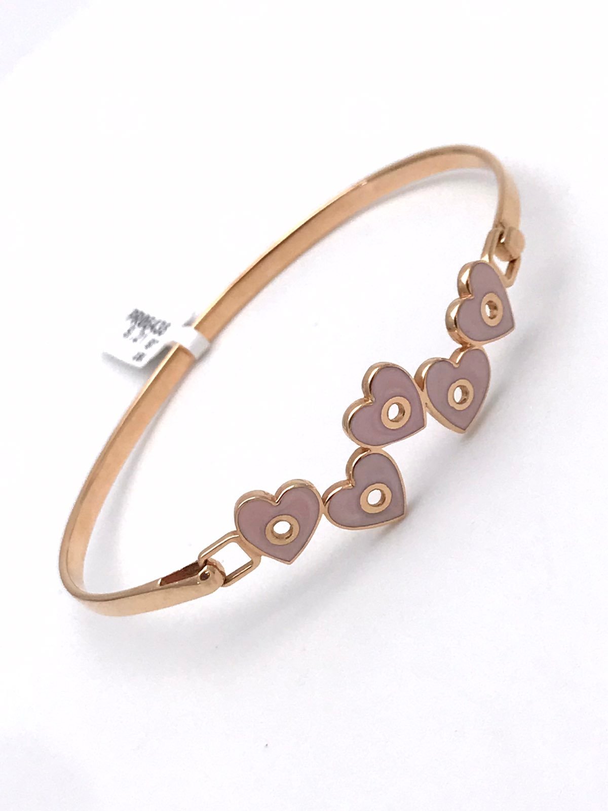18k Rose Gold Pink Enamel Bangle Bracelet