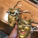 adorable pair of vintage gold brass Greek theatre masks comedy and tragedy 7x5”