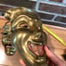 adorable pair of vintage gold brass Greek theatre masks comedy and tragedy 7x5”