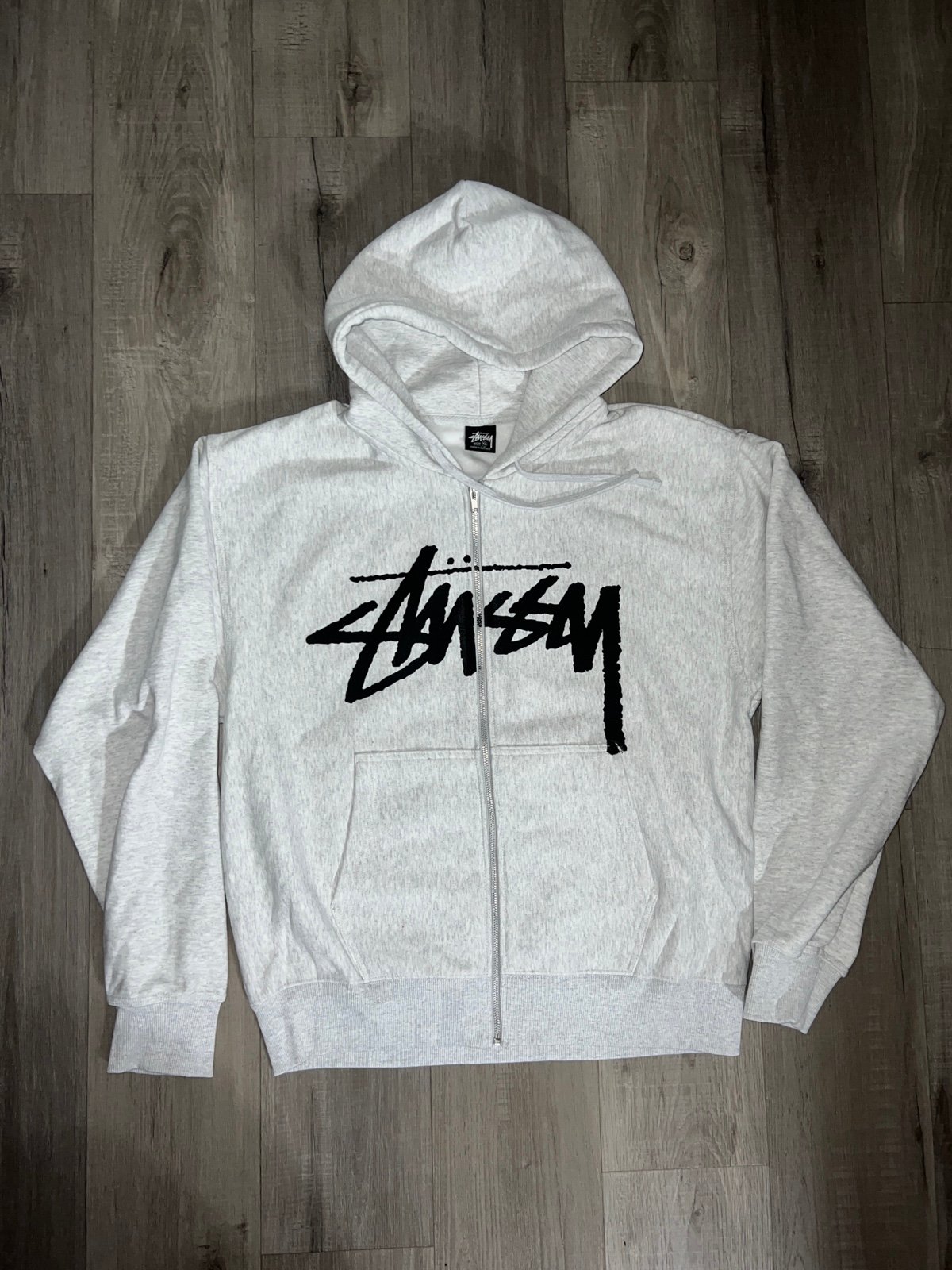 Grey Stussy Zip Up Hoodie