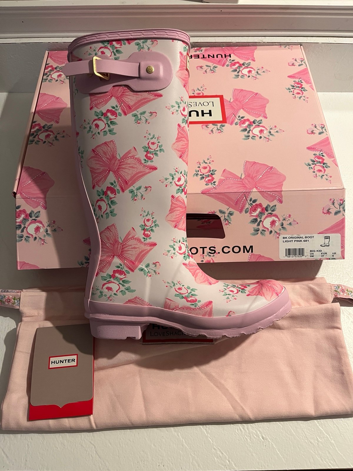 Hunter x love shack fancy LSF Rain Boots Kids 5 (Women’s 6.5) rose