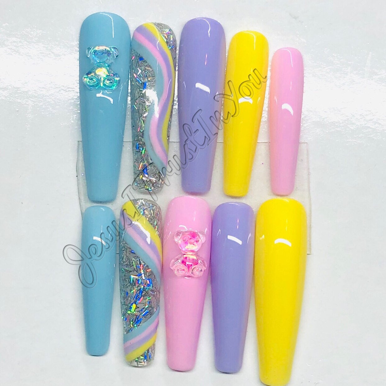 XXL MED -BEARY CUTE- Gel Press on Nails