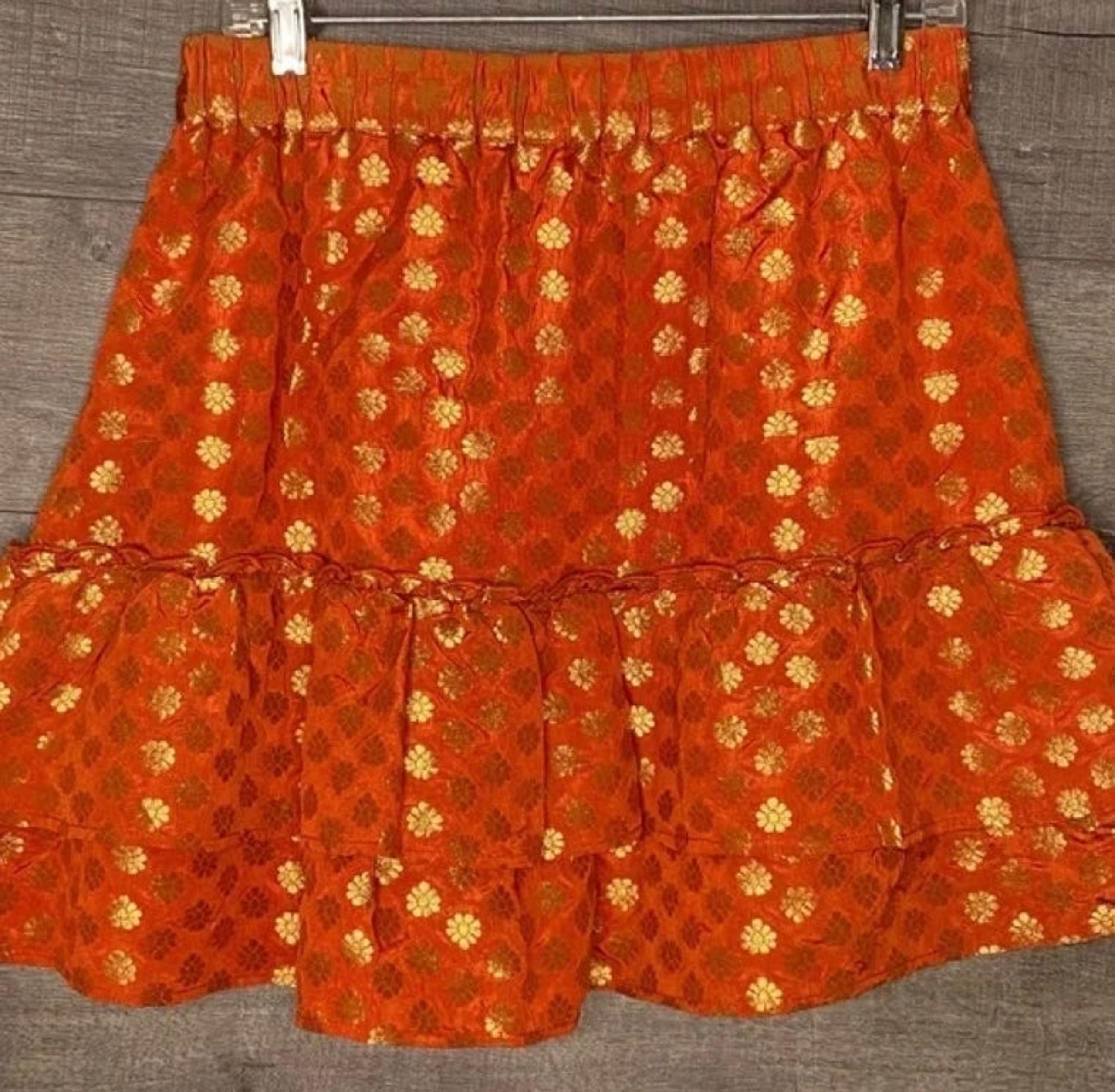 THML Burnt Orange Mini Skirt with Gold Details size Large