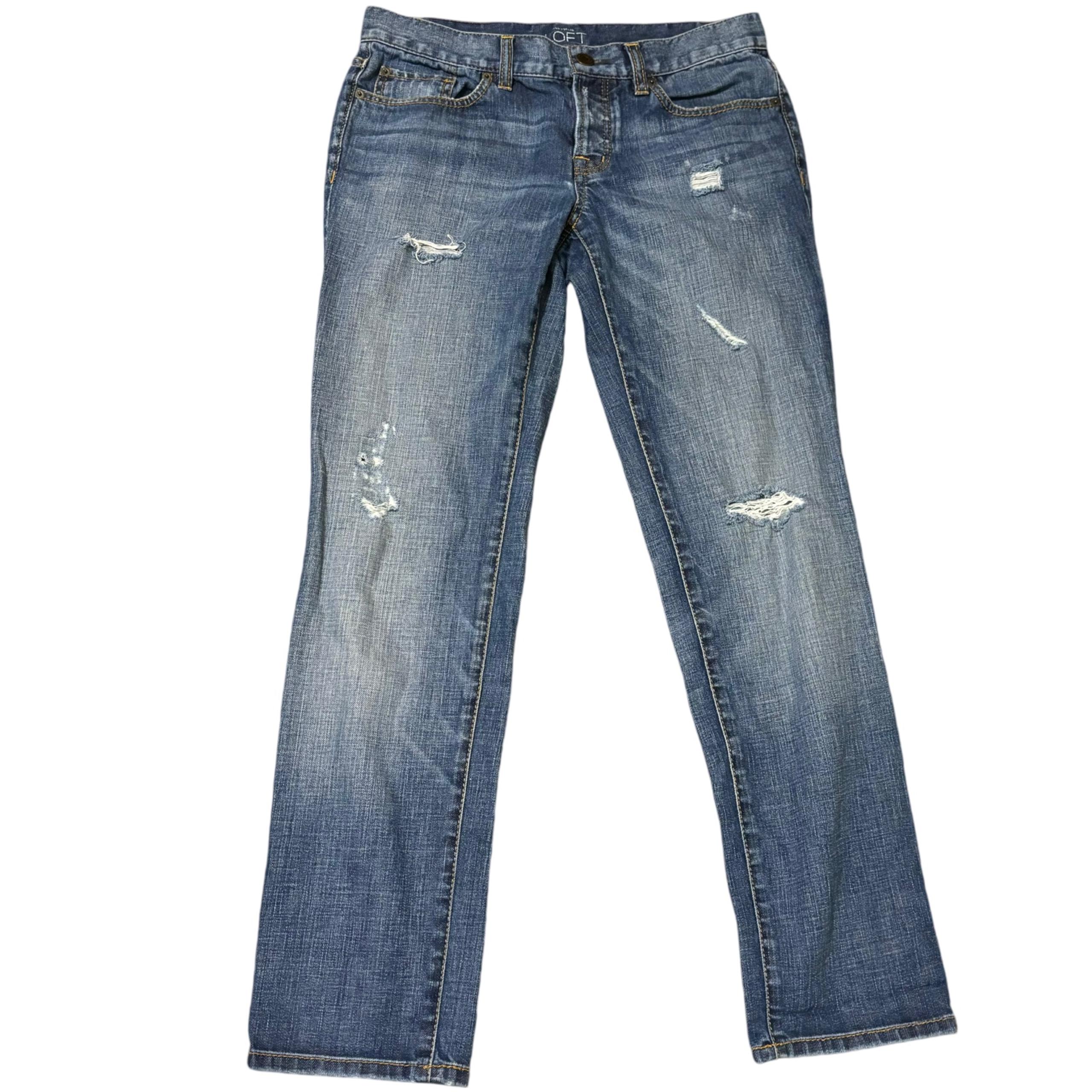 Ann Taylor Loft Boyfriend distressed button fly jeans size 2