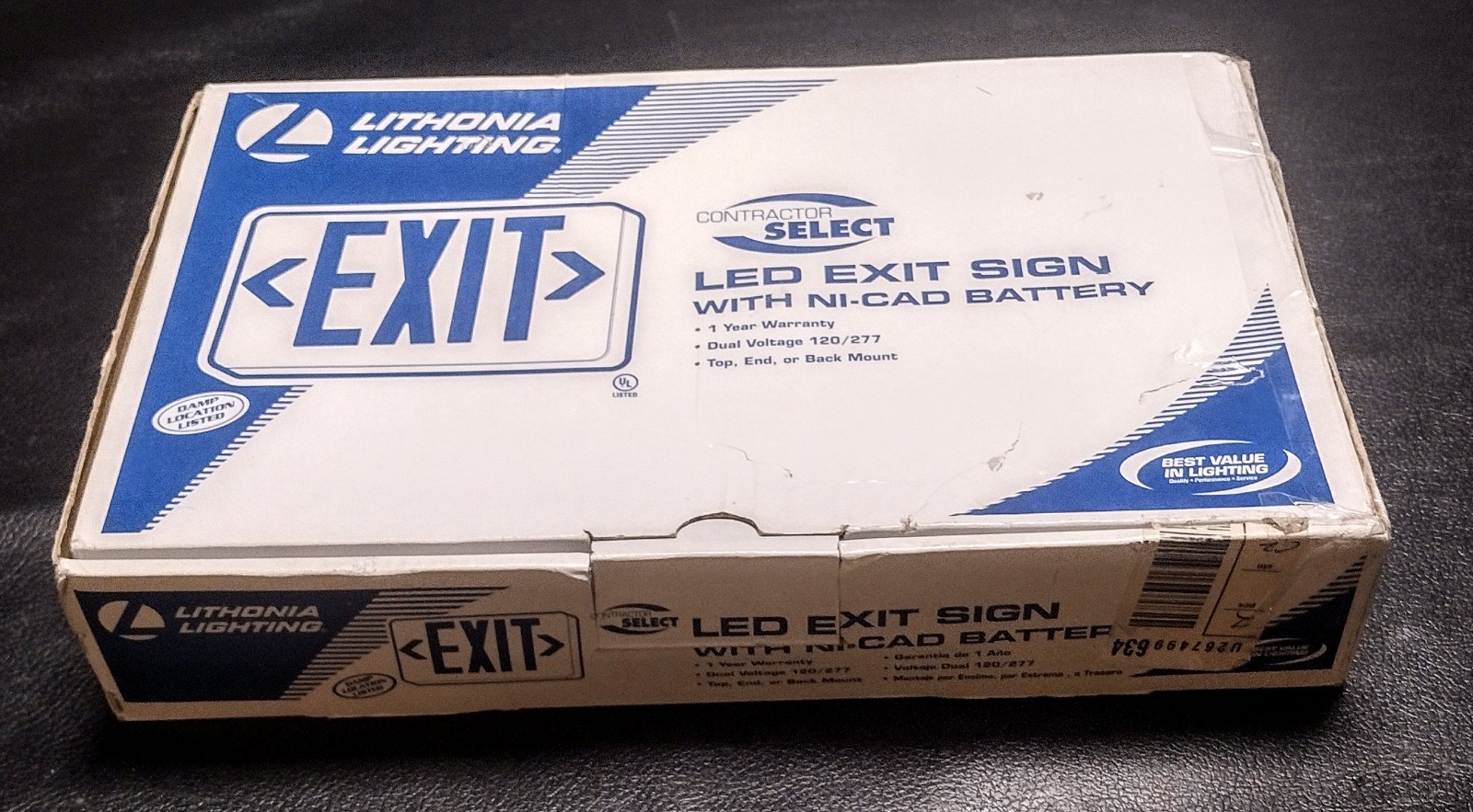 Brand New Lithonia Lighting LED Exit Sign EXR EL 122C4T Battery Back Up