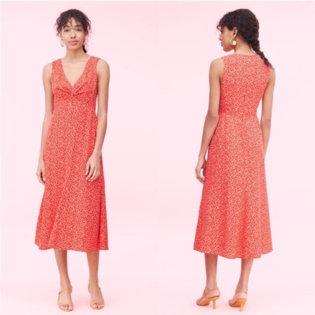 Rebecca Taylor Malia Floral Twist Midi Dress Size 8