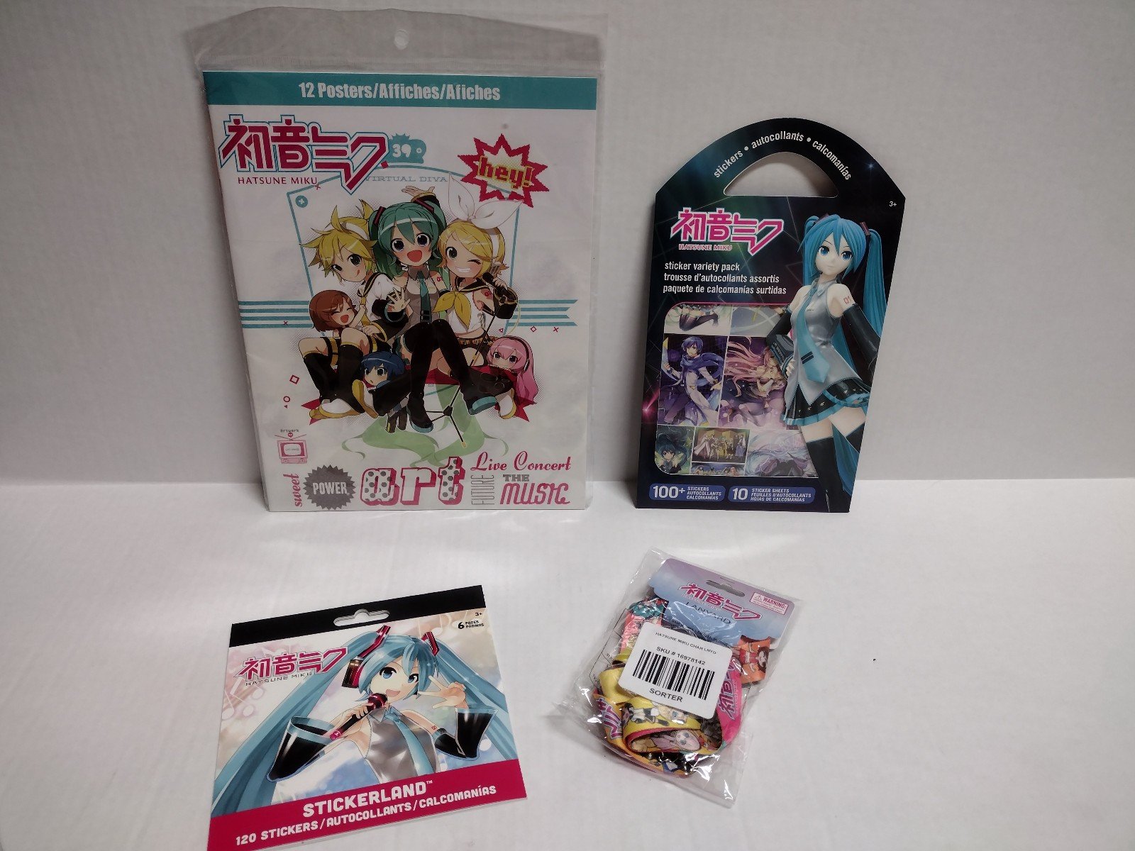 New Hatsune Miku 12 Collectible Posters, Sticker's, Lanyard & Keychain Bundle