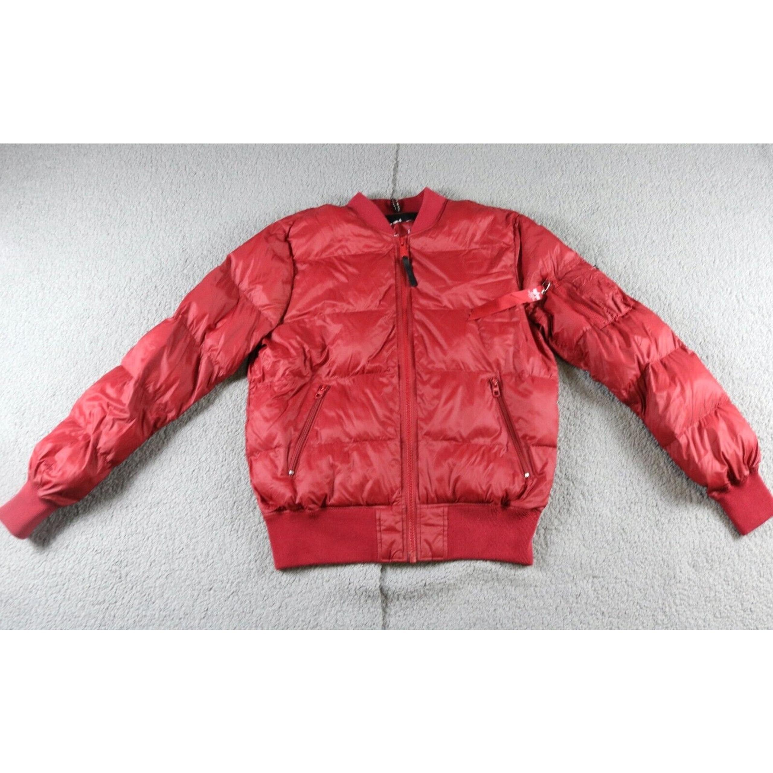 Alpha Industries Bomber Jacket Large Mens Red Zip USA Coat