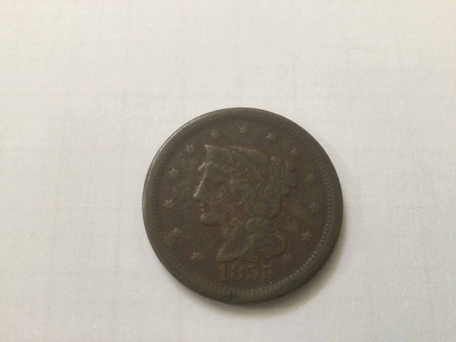1855 Large One Cent Coin