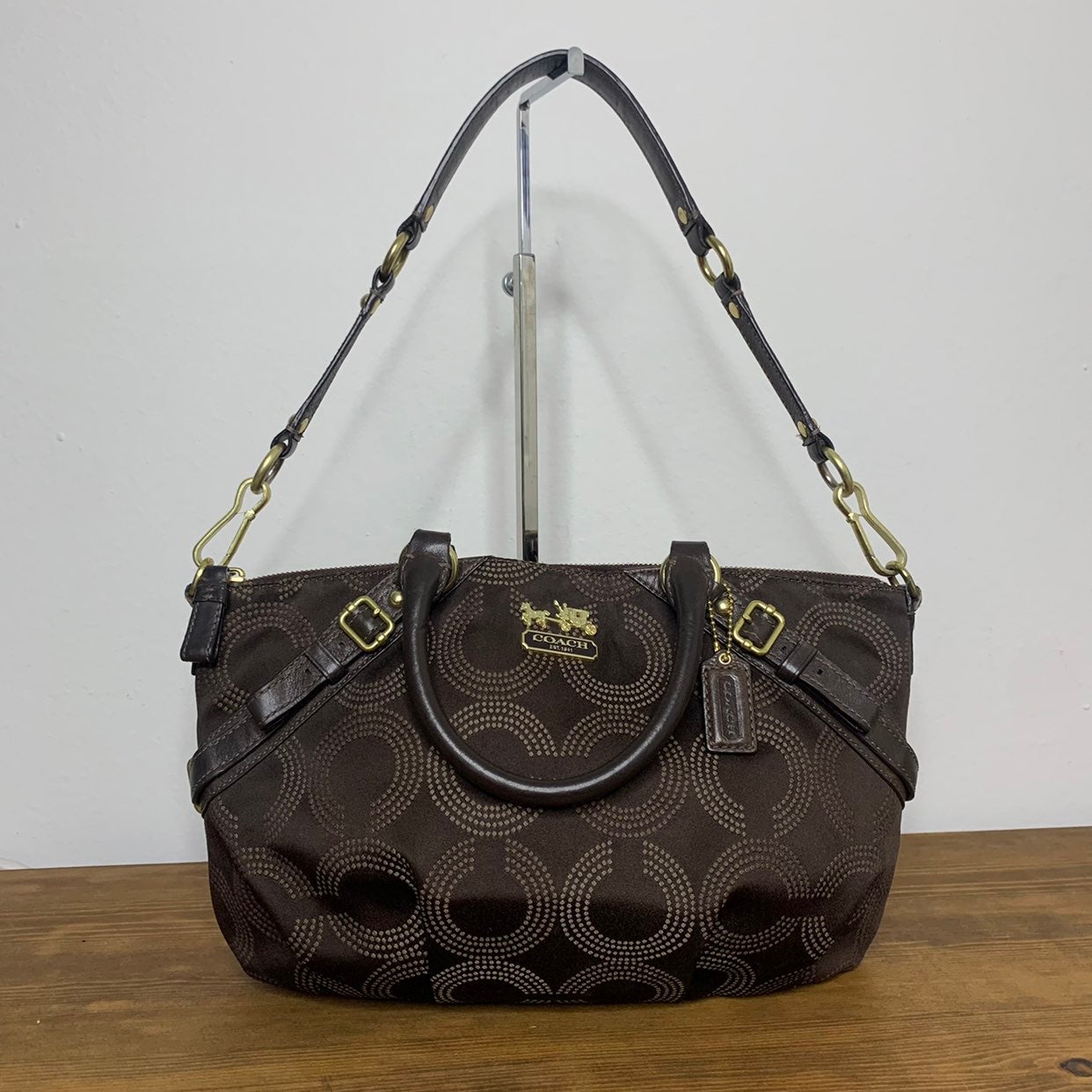 Brown Coach Madison Dotted Op Art Sophia Satchel