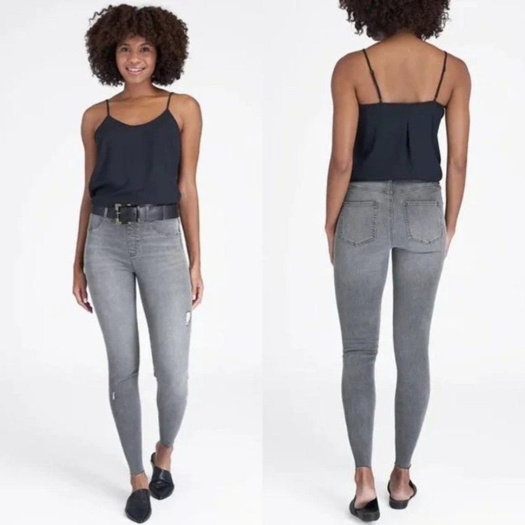 Spanx Vintage Distressed Ankle Skinny Jeans Grey