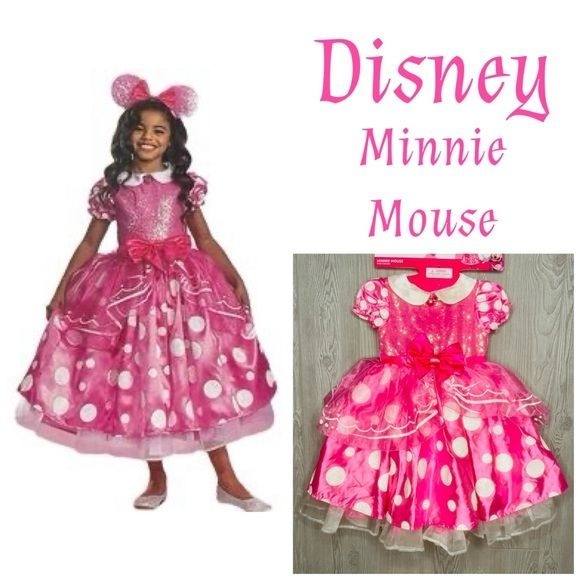 Disguise Disney Minnie Mouse Pink Child Kids Halloween Costume Dress med 7/8 kid