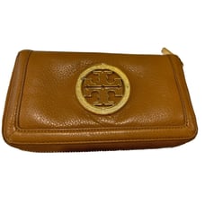 Tory Burch Brown Leather Zip Around Wallet
