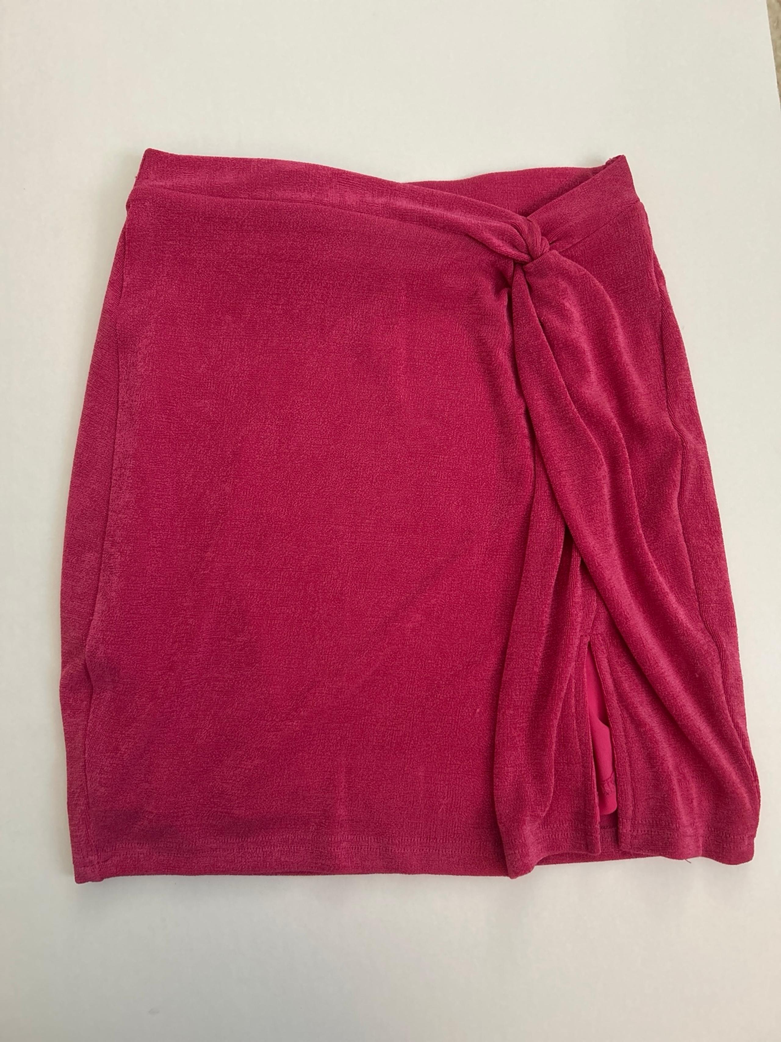 Lulu’s Hot Pink Twist Front High Waisted Mini Skirt
