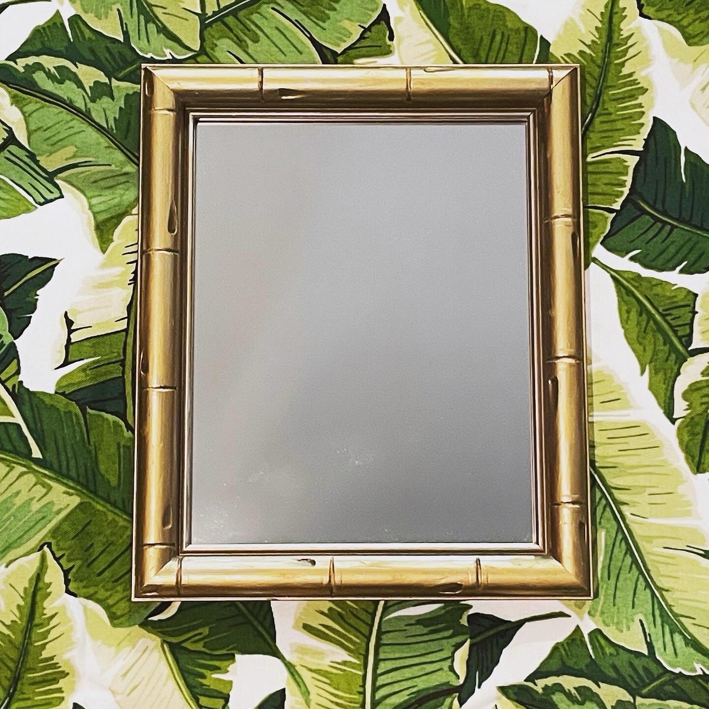 12 1/2” H x 10 1/2” W Gold Bamboo Wood Mirror (Can Hang Vertical or Horizontal)
