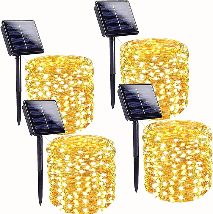 4-Pack 160FT 400 LED Solar String Lights Outdoor - (Warm White)