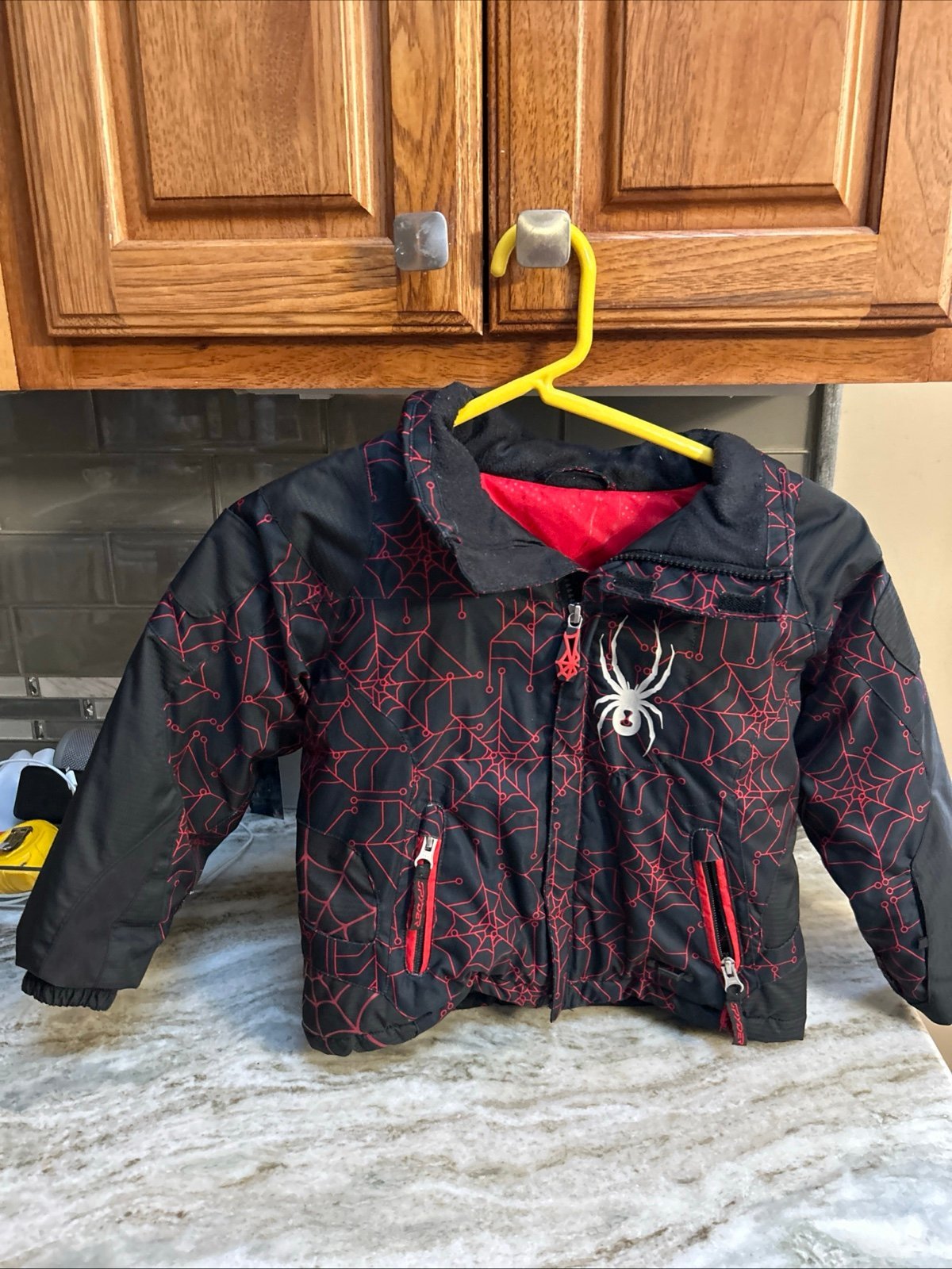 SPYDER Insulated Winter Jacket Little Boys Sz 4 Toddler Hooded Red/Black Snow.