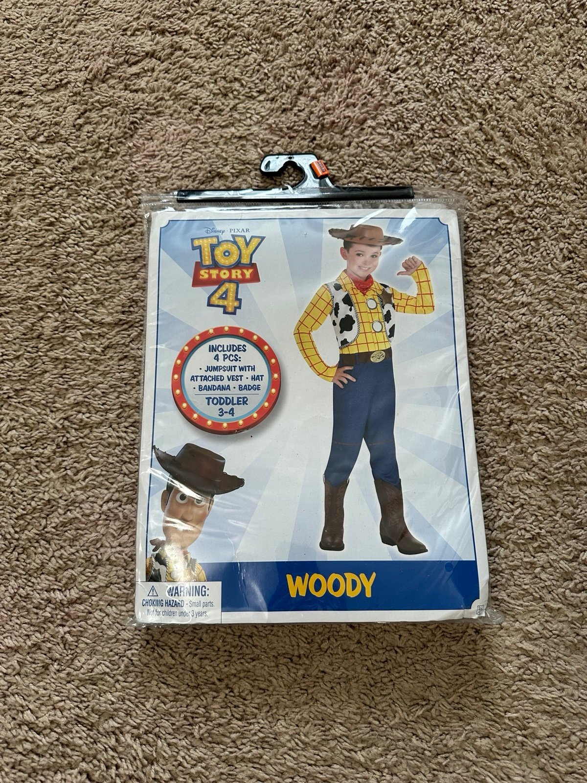 Disney Toy Story 4 Piece Woody Size 3-4T Toddler Costume
