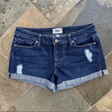 Paige•Size 28•2.5” Jimmy Jimmy Shorts•Cuffed Denim•Medium/Dark Wash•Distressed