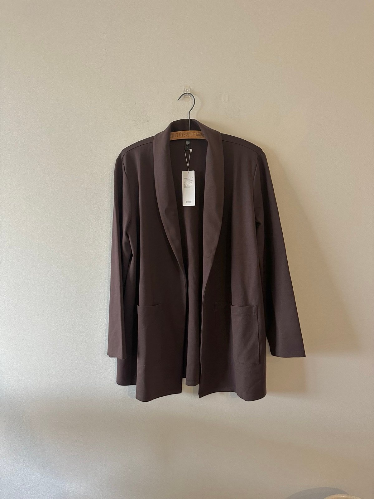 NEW Eileen Fisher Shawl Collar Jacket Coffee Brown Flex Ponte Cardigan S New wi