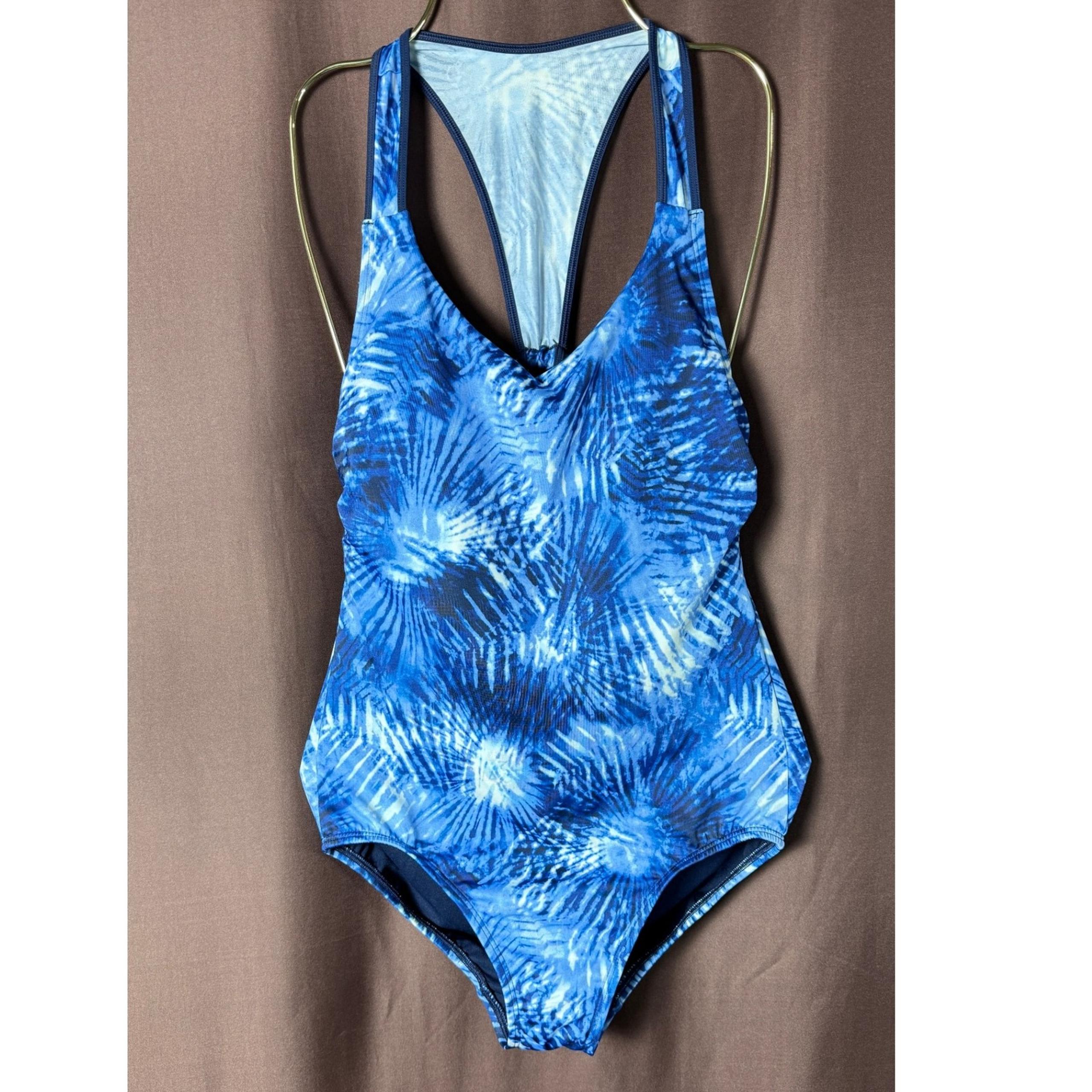 Land's End Women's 6 Blue Tie Dye One Piece Swimsuit Bathing Suit