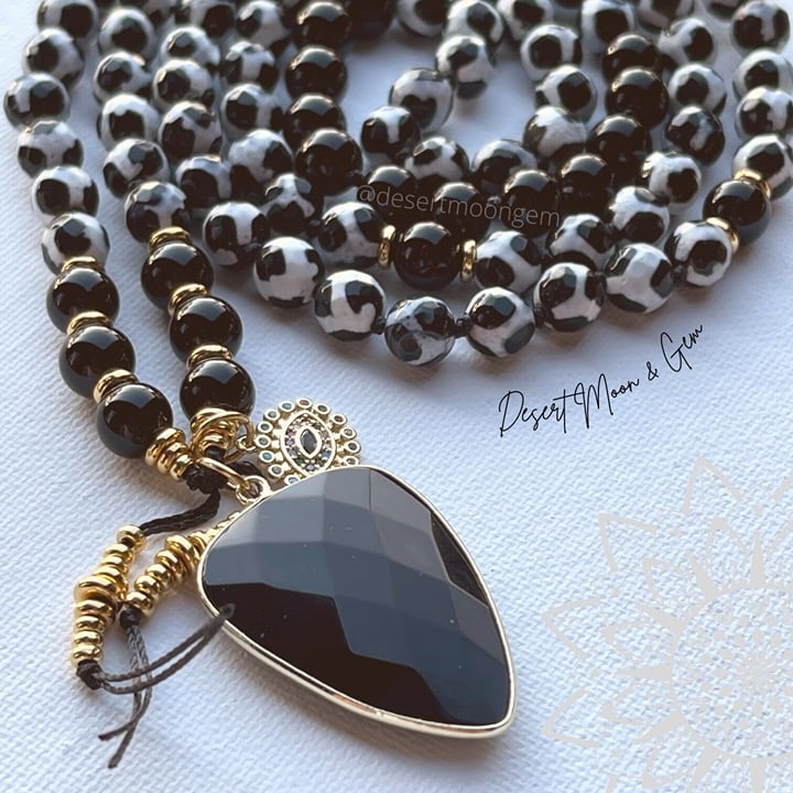 Evil Eye Protection | Yoga | Meditation | Mala Beads | 108 | Tibetan Agate