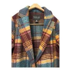 Rachel Zoe Wool Blend Retro Plaid Coat Sz M