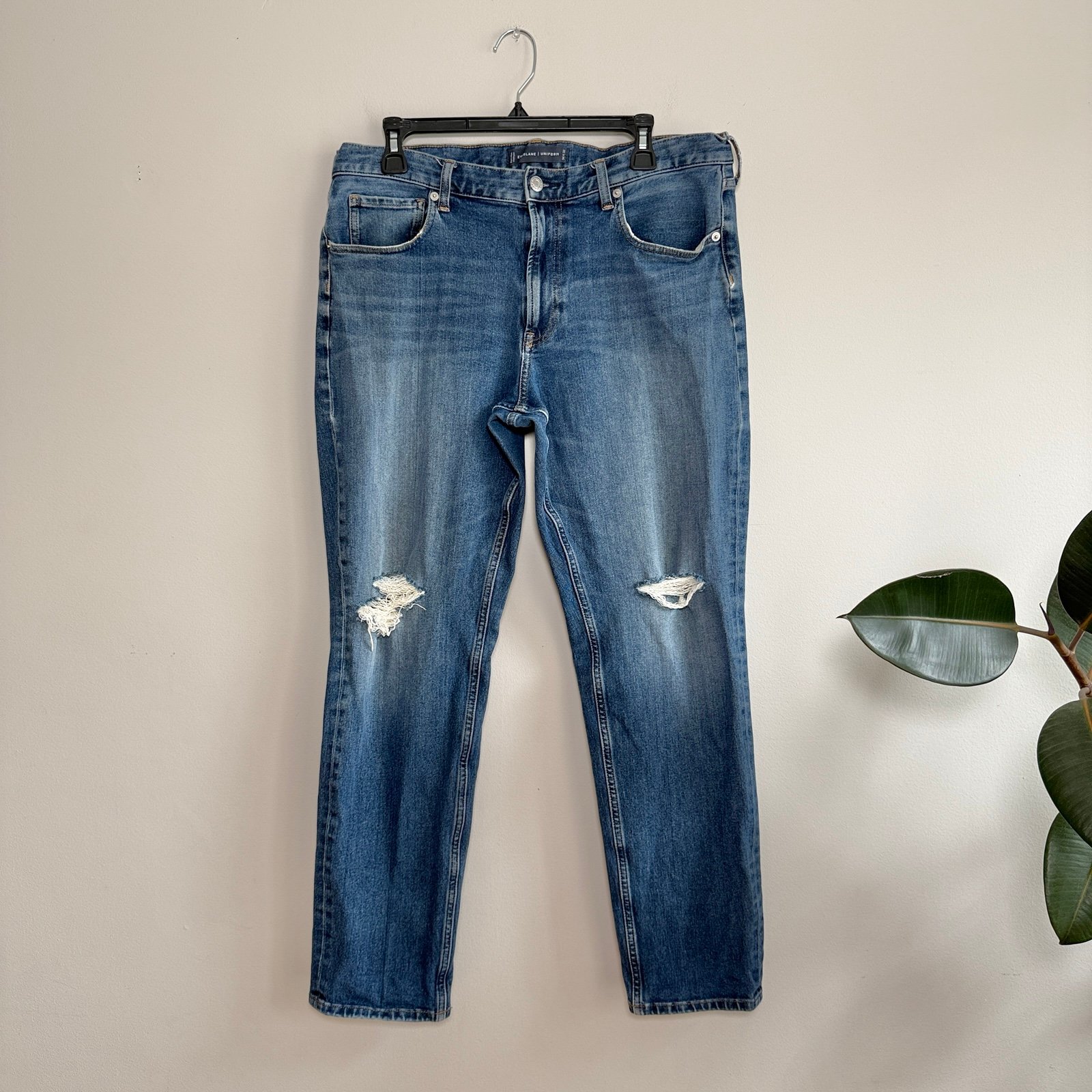 Mens Everlane Uniform The Slim Fit Jeans Denim Distressed Sz 34 x 32