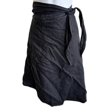 POSSE black linen wrap midi skirt size M