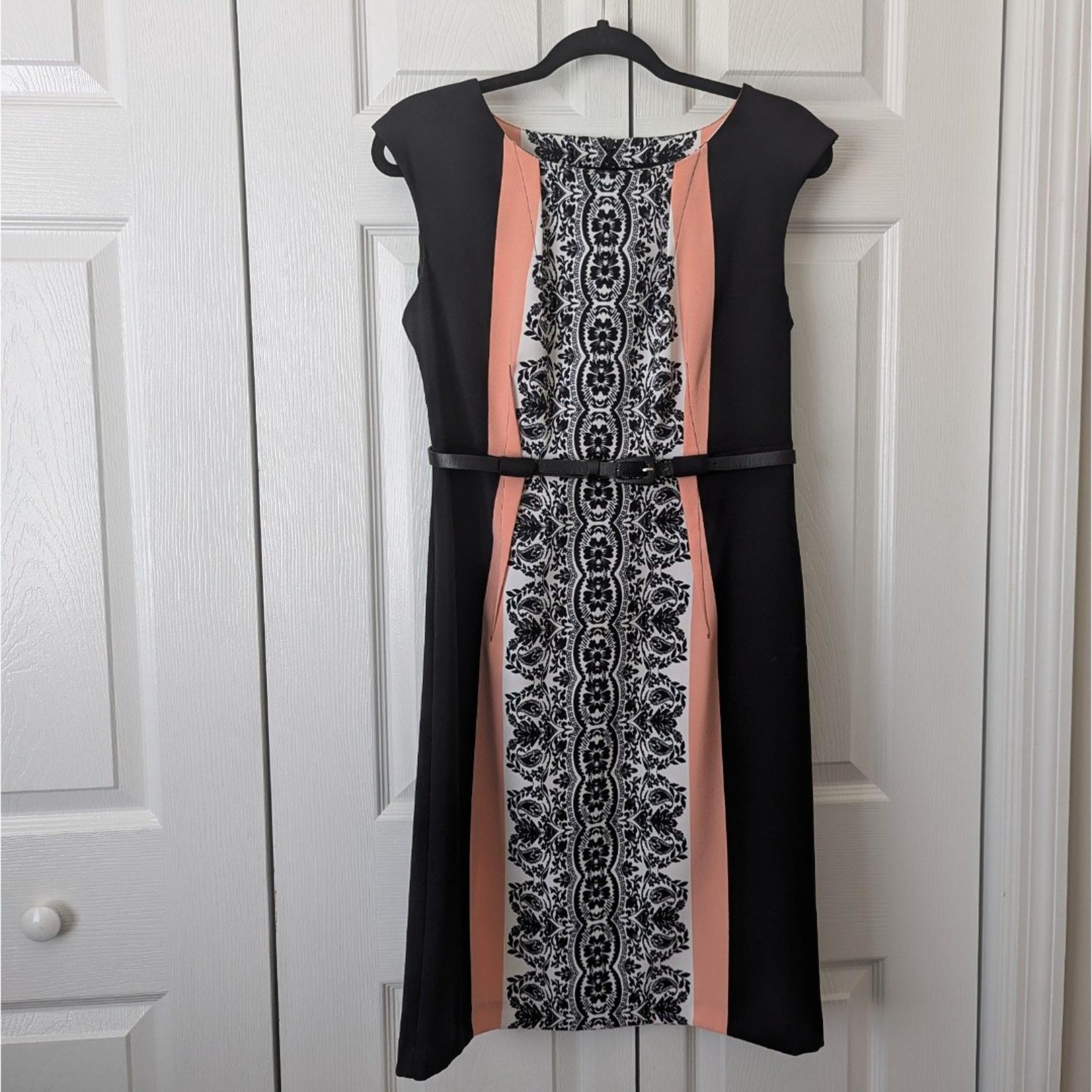 Women's Soho Sleeveless Sheath Dress Black White & Pink Size 8