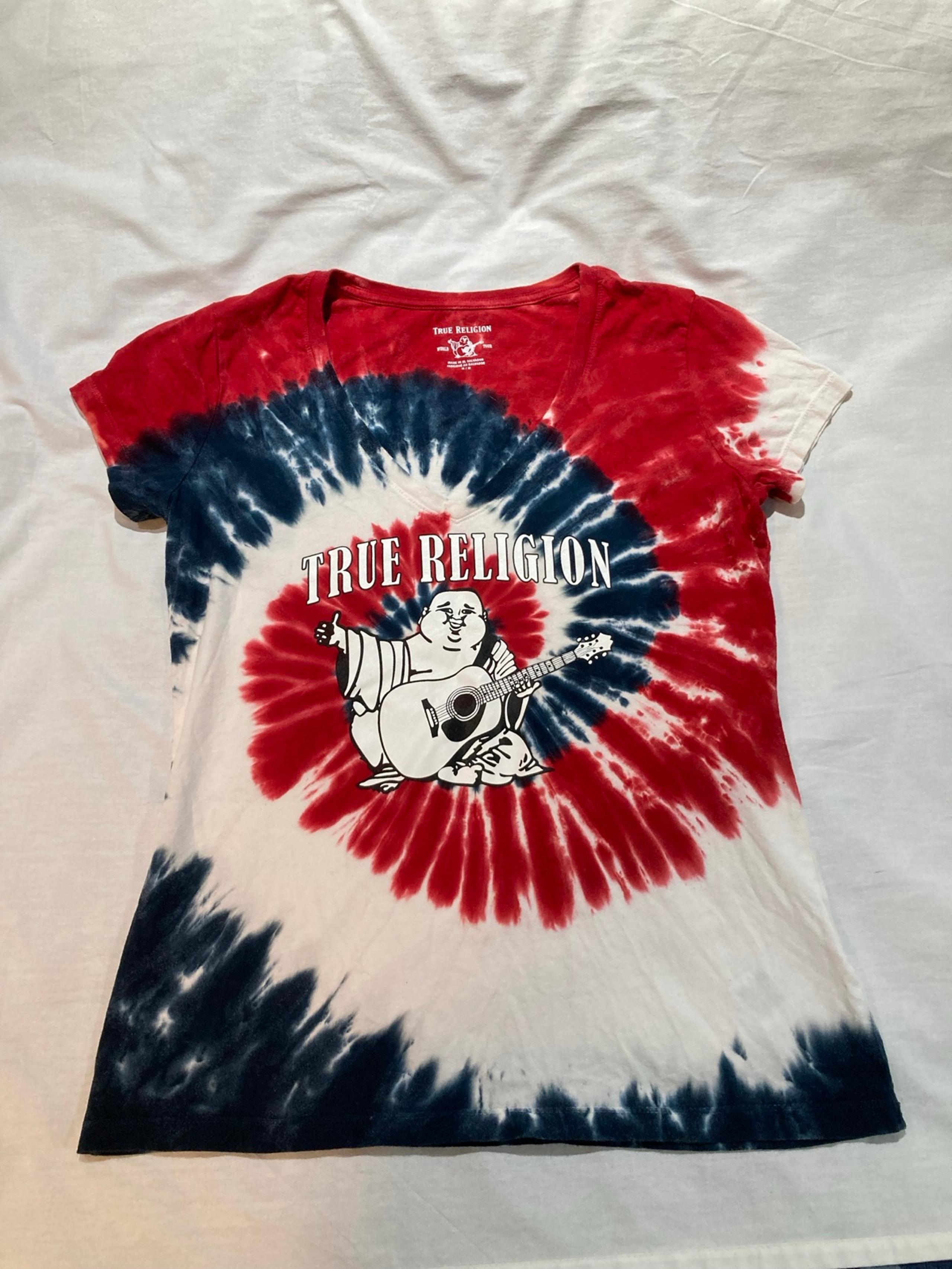 Women’s True Religion V-neck Tie Dye T-shirt, size medium