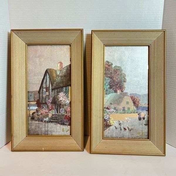 Vintage Franklin Picture Foil Lithograph Art European Hillside/Countryside #7073