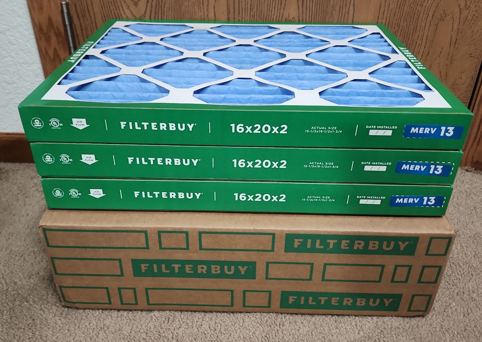 Home Air Filter MERV 13 size 16x20x2 - 3 filters