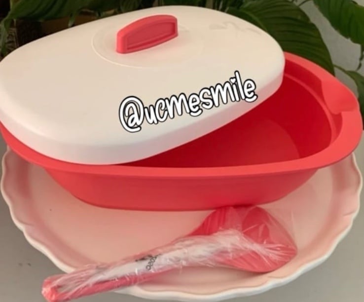 Tupperware Legacy Essentials Oval Rice Server Bowl White Lid & Ladle