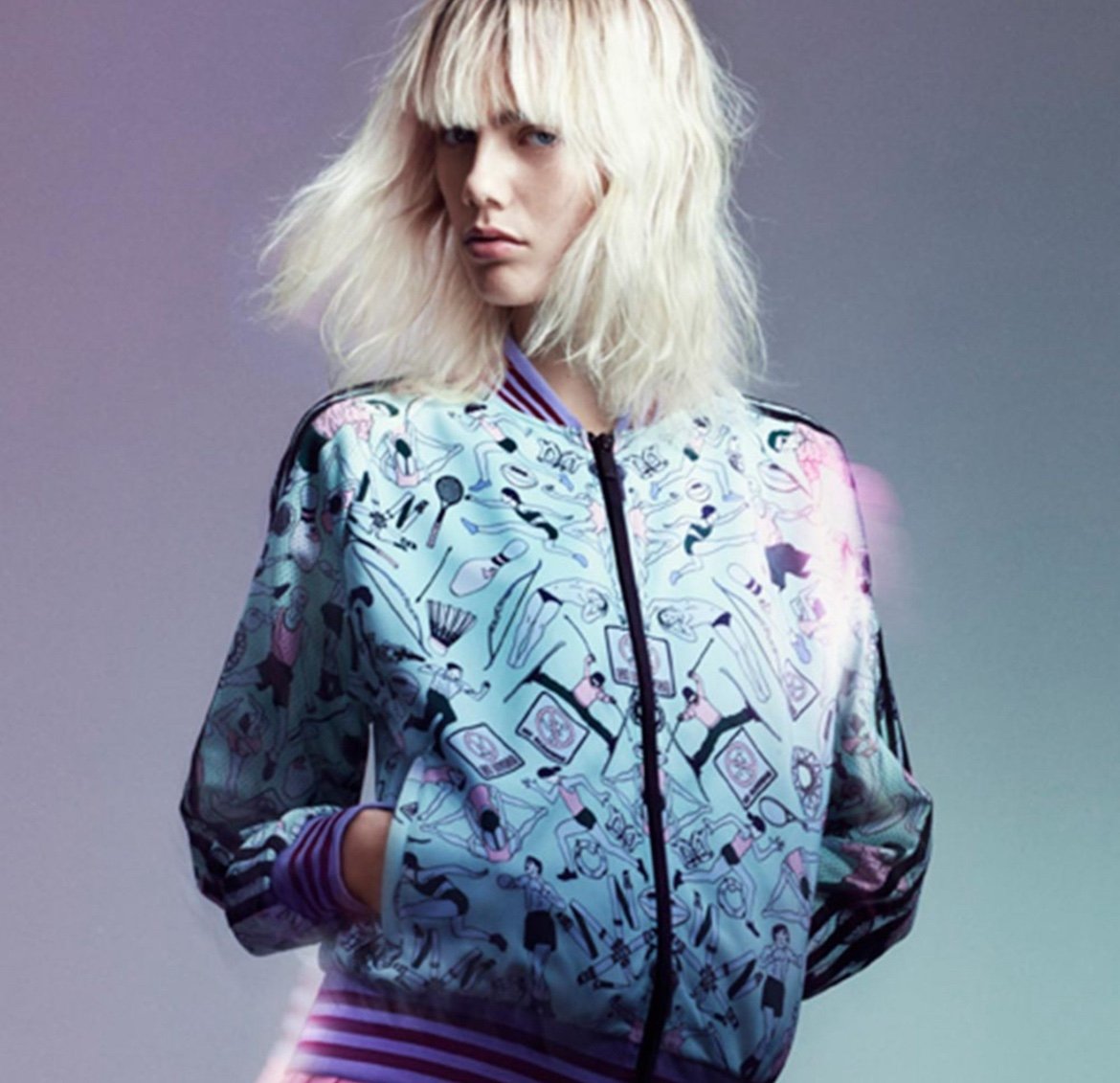 Adidas x Mary Katrantzou Athlete-Motif Track Jacket-Blue (240) ULTRA RARE