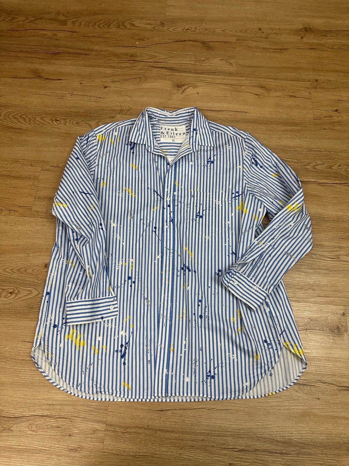 Frank & Eileen joedy Striped Paint Splatter Top