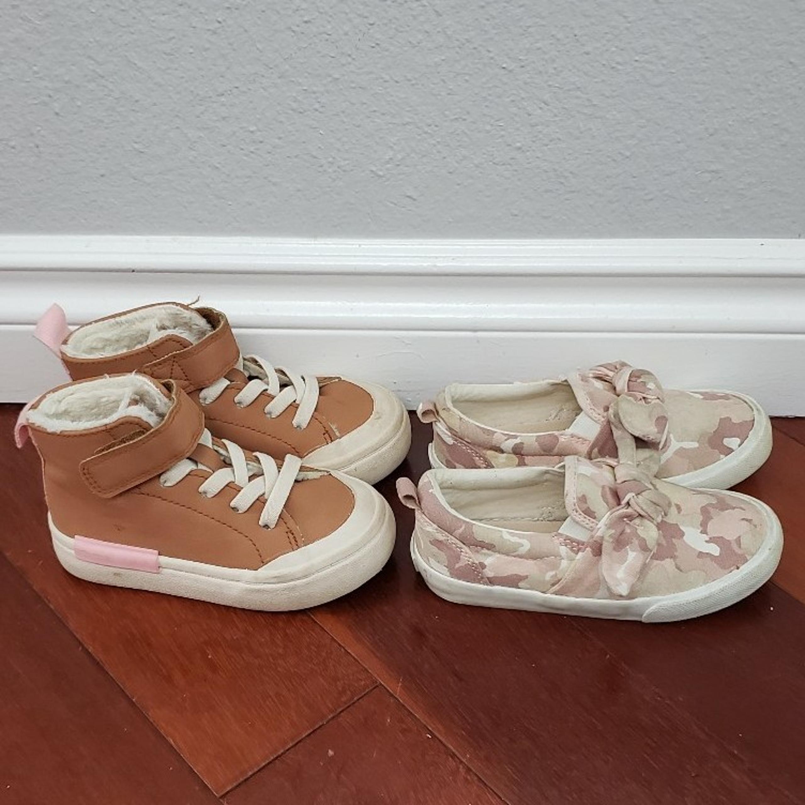 Toddler Girl Boots and Slip On Canvas shoes brown pink