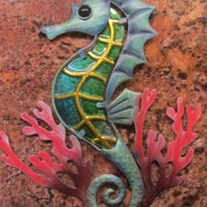 New Metal Seahorse with Coral Wall Decor Indoor Art Sculpture.