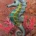 New Metal Seahorse with Coral Wall Decor Indoor Art Sculpture.